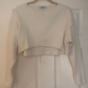 White sweater crop top